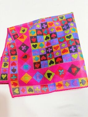 Ungaro Paris Handkerchief 100% Cotton Casino Card Suit Print Made in Japan